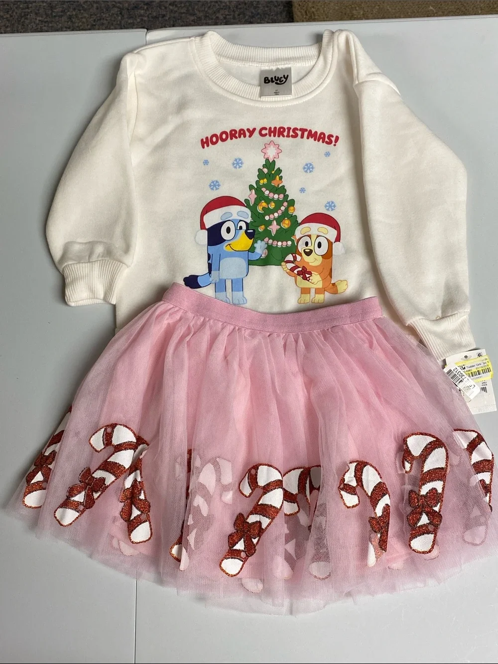 Kids Christmas Bluey Sweatshirt &  Tulle Dress - NWT. Size 2T
